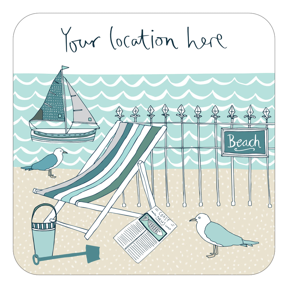 Personalised Beach and Deckchair Coaster (PCC07) - Please read product info before ordering