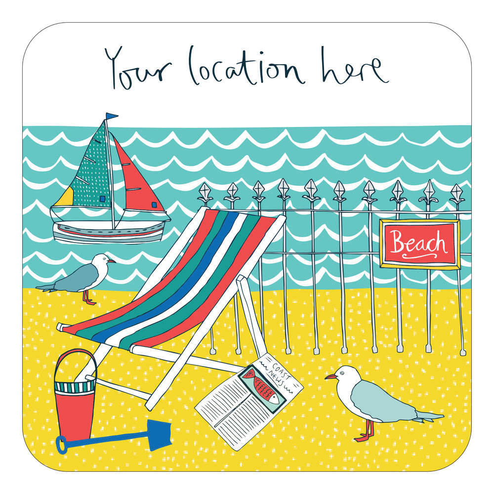 Personalised Beach and Deckchair Coaster (PCC08) - Please read product info before ordering